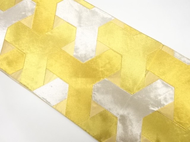 JAPANESE KIMONO / ANTIQUE FUKURO OBI / SILK / WOVEN MESH PATTERN
